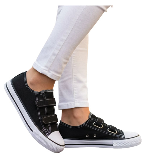 Czarne tenisówki dla dziewczynki na rzepy /D2-2 18637 T286/