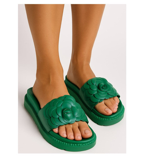 Plażowe zielone klapki damskie /G7-2 17884 S098/