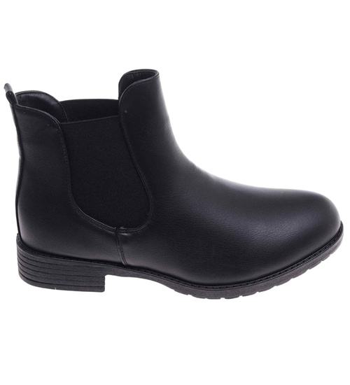 Botki damskie na płaskim obcasie wsuwane /E1-3 18242 T300/