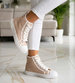 Wysokie sznurowane trampki damskie Khaki /G3-3 15689 T134/