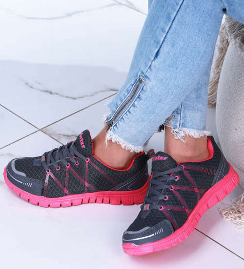 Lekkie damskie buty sportowe szaro różowe /E6-2 15116 S203/ Lekkie damskie buty sportowe szaro różowe /E6-2 15116 S203/