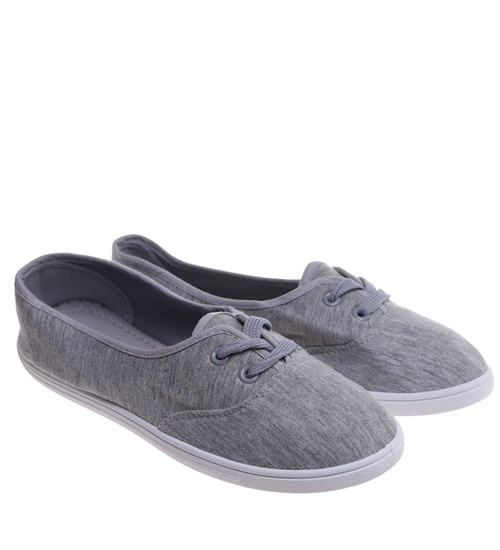 Wiązane damskie tenisówki szare /E8-1 18095 S098/