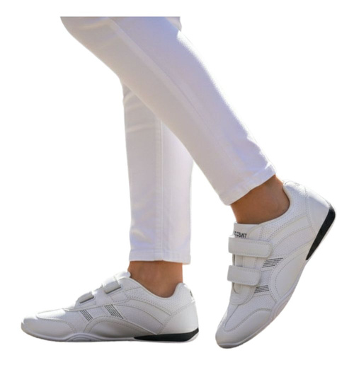 Białe damskie buty sportowe na rzepy ost506