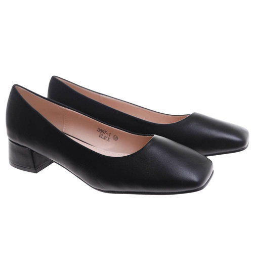 Czarne czółenka na niskim obcasie /E9-2 17736 W102/