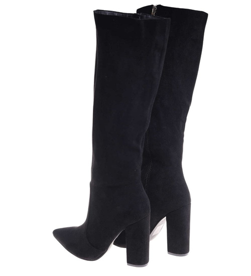 Czarne klasyczne kozaki na obcasie /E4-2 18584 G599/