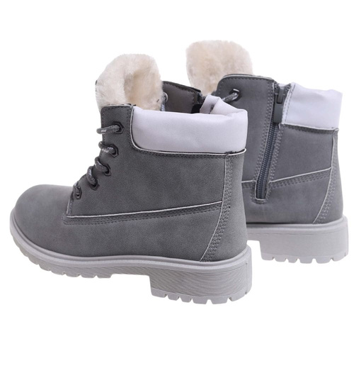 Szare dziewczęce trapery z futerkiem D5-2 18304 T295/