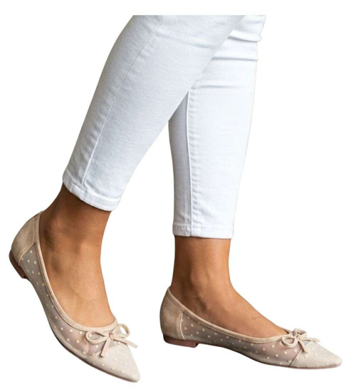 Siateczkowe beżowe balerinki Seastar /A1-2 13865 T195/