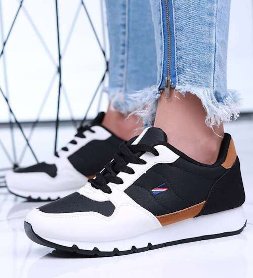 Wiązane damskie obuwie sportowe Czarne /C3-3 16000 T289/