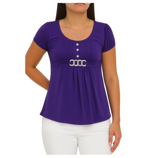 Fioletowa koszulka bluzka damska z guziczkami /H2-K68 UB947 S0/