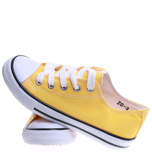 Żółte sznurowane dziewczęce trampki /B6-2 14937 T039/