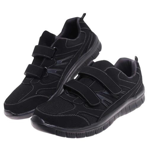 Czarne męskie buty sportowe na rzepy Duże rozmiary /G7-2 18015 T470/