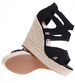 Czarne sandały espadryle na koturnie i platformie /E3-1 4768 G231/
