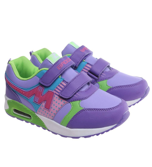 Dziewczęce fioletowe buty sportowe na rzepy /A8-2 18128 T292/