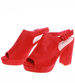 Czerwone damskie sandały na obcasie i platformie /H2-B1-2 6001 S197/