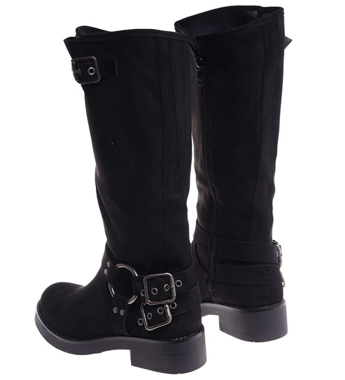 Czarne ocieplane kozaki oficerki /i4-2 h2 18408 G488/