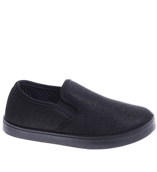 Wsuwane czarne dziewczęce tenisówki slip on /G11-2 14828 T116/