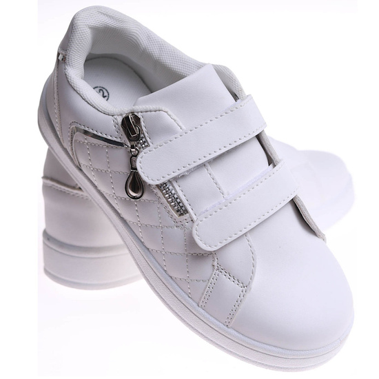 Białe trampki dziewczęce na rzepy /E3-2 17306 T282/