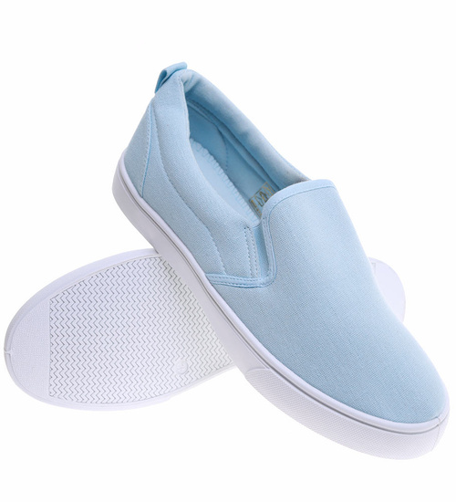 Błękitne męskie trampki slip on /B6-2 16517 T189/
