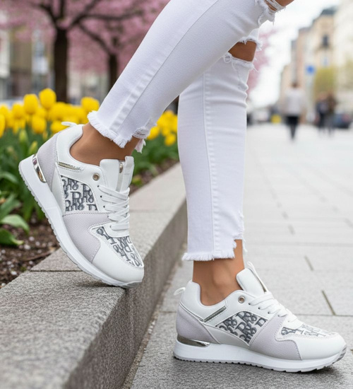 Białe damskie buty sportowe /D7-2 8000 S518/