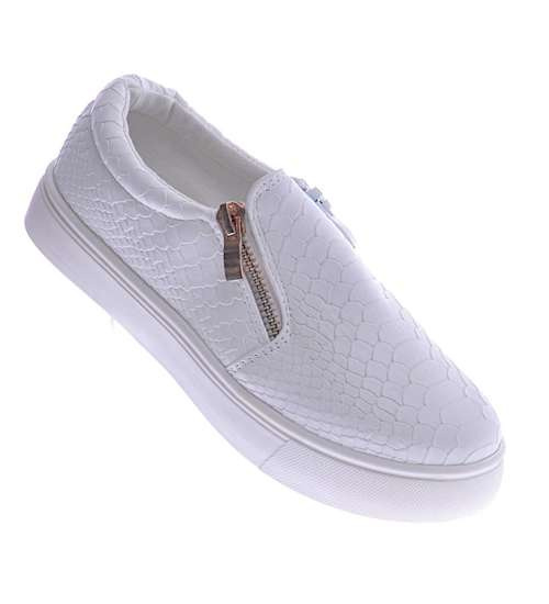Wsuwane białe trampki slip on /G13-2 12616 T190/ Wsuwane białe trampki slip on /G13-2 12616 T190/