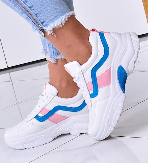 Wiązane sportowe buty damskie białe /F1-3 12519 T292/