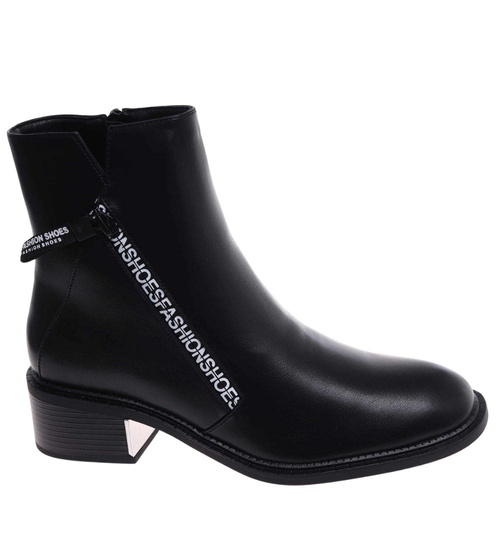 Czarne botki z wysoką cholewką /F1-3 18077 T333/