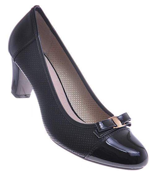 Ażurowe czółenka wiosenne Czarne /G8 -3 10359 S310/