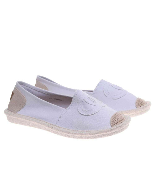 Materiałowe białe półbuty espadryle /E6-2 18724 T283/