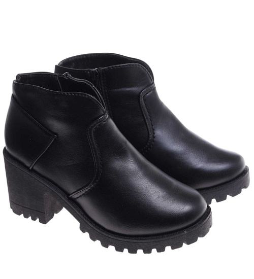 Damskie botki na obcasie w kolorze czarnym /E10-3 9881 S195 +H2/