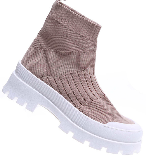 Wiosenne damskie trampki na platformie Khaki /A2-3 15704 T113-5/