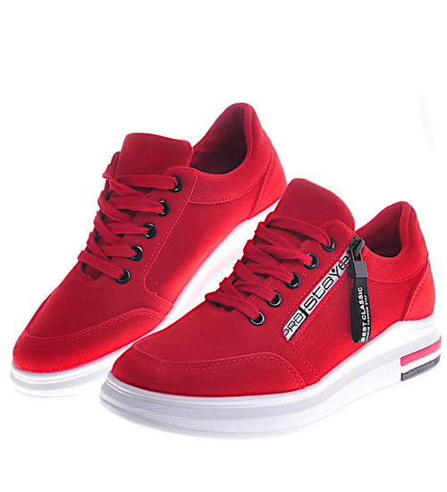 Czerwone sneakersy damskie /D9-3 11527 T338/
