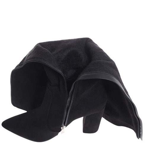 Czarne klasyczne kozaki na obcasie /E4-2 18584 G599/