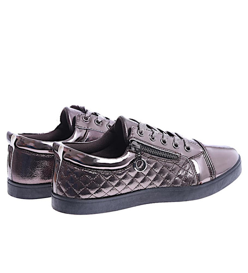 Brązowe trampki damskie sznurowane /B1-2 14664 T231/