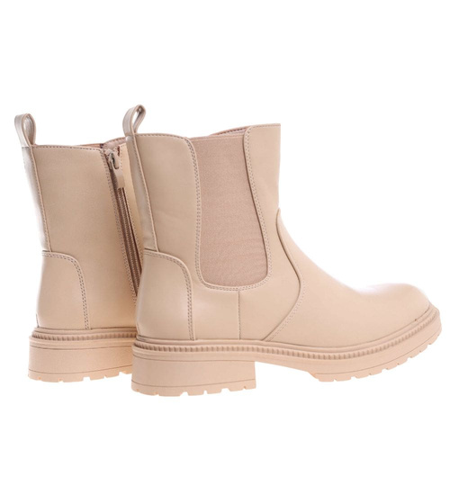 Zimowe beżowe botki damskie /B6-2 18498 T238/