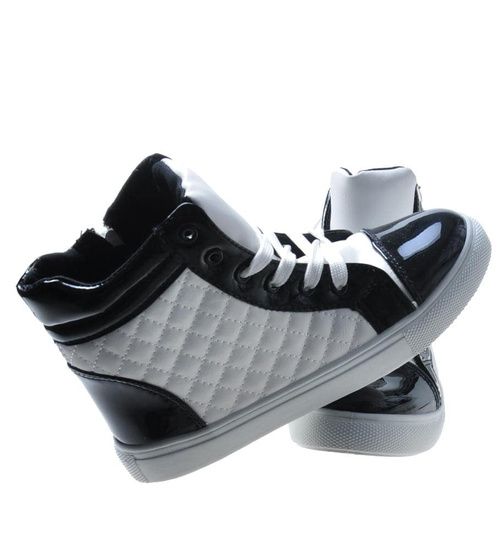 Wiosenne trampki sneakersy dla dziewczynki CZARNO-BIAŁE /B2-3 7423 S194/
