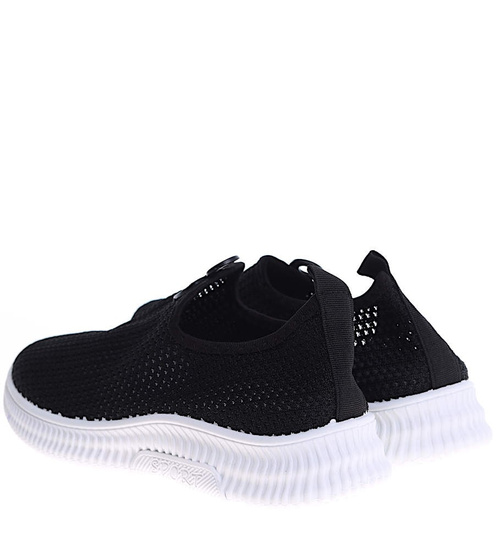 Ażurowe czarne buty sportowe damskie /C3-3 16129 T230/