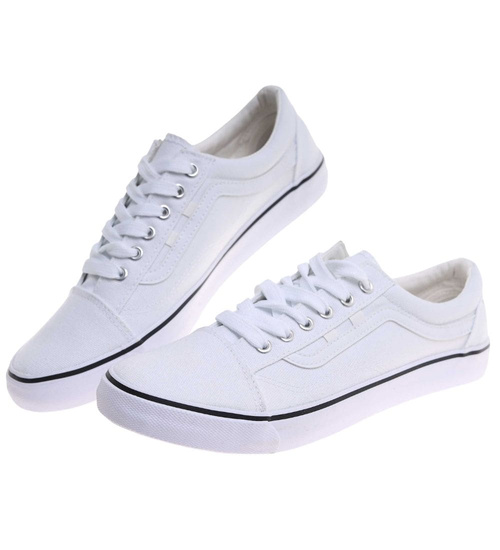 Trampki męskie niskie Sznurowane białe z tkaniny /B5-3 18010 T238/