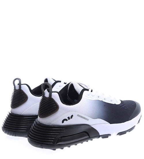 Czarno białe sznurowane męskie buty sportowe /C4-1 15596 T732/