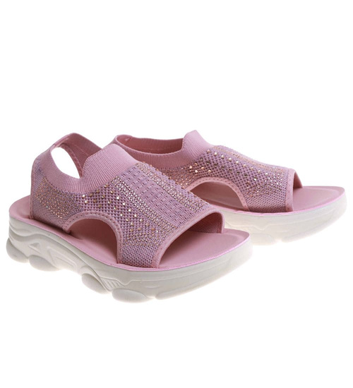 Różowe elastyczne sandały na platformie /A1-2 17743 W132/