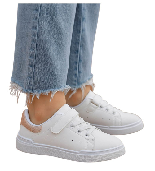 Dziecięce białe trampki na rzepy /F6-2 18116 T186/