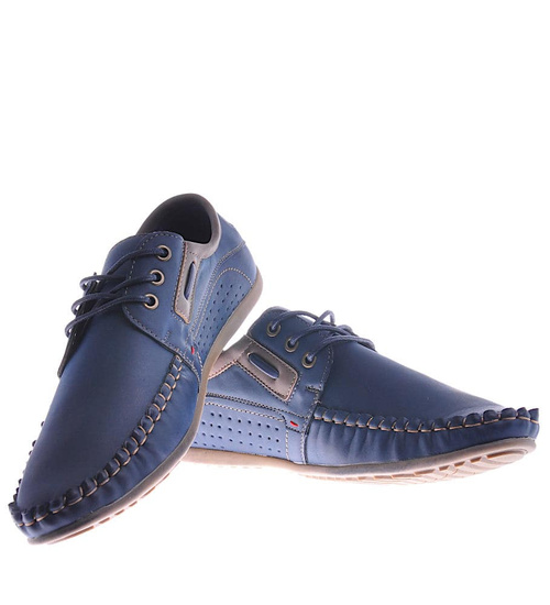 Męskie półbuty jak mokasyny Granatowe /D9-2 10404 S356/