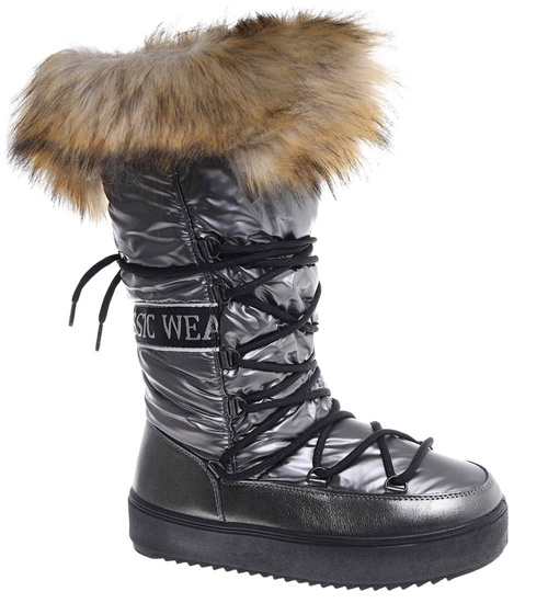 Ocieplane kozaki śniegowce eskimoski Grafitowe /C4-1 18608 T400/