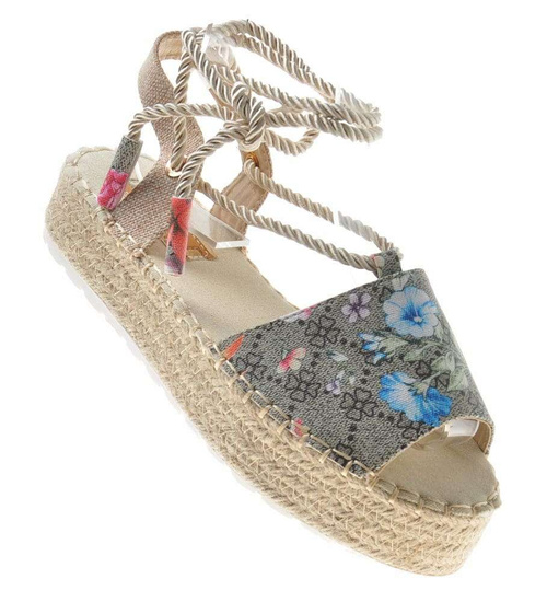 Modne espadryle na platformie Seastar Khaki /E3-2 8884 S500/