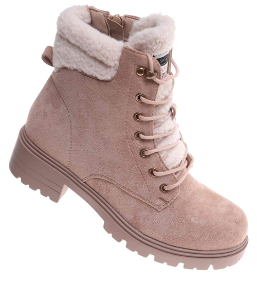 Zimowe ocieplane botki trapery Khaki /G12-3 18181 T434/