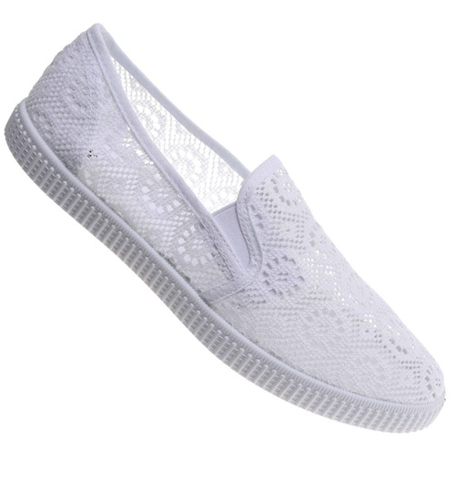 Tenisówki damskie białe ażurowe /G7-2 17807 S293/
