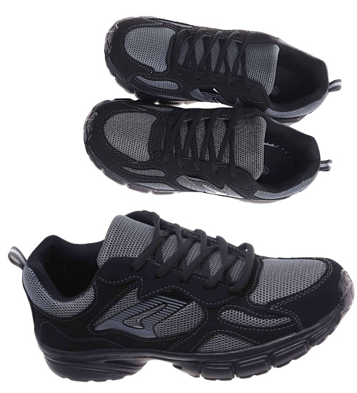 Sznurowane czarne buty sportowe chłopięce /F2-3 18025 T288/