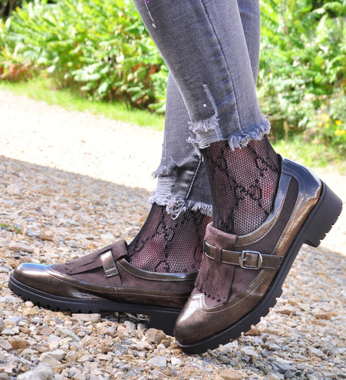 Damskie półbuty damskie khaki /B7-4 12590 T213/