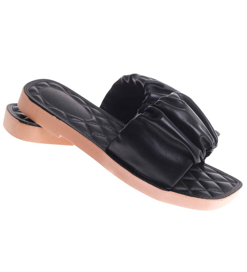 Czarne casualowe klapki damskie /G2-2 17738 W066/