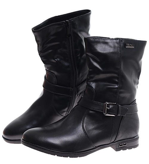 Wysokie czarne botki damskie /J5-3 16947 T230/