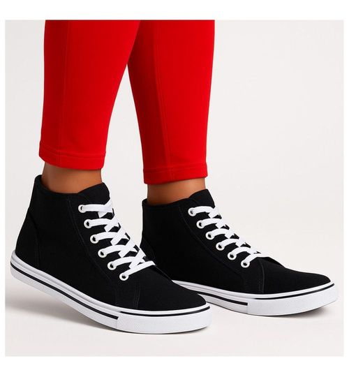 Wysokie trampki damskie Czarne /A5-3 13874 S097/